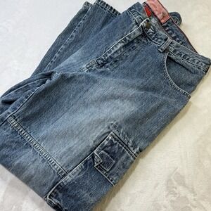 Mossimo Cargo Jeans 34x30 Baggy Wide Leg Denim Y2K Skate Utility